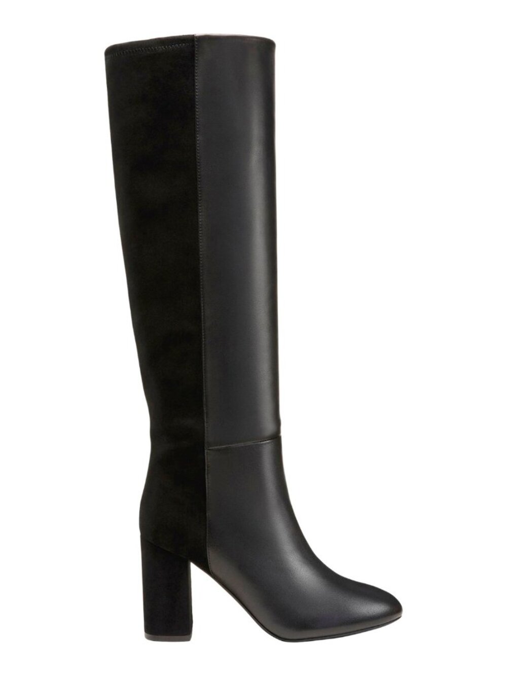 $900 Stuart Weitzman 5050 Strut Block knee Boot black leather suede 6.5 B (PD26)